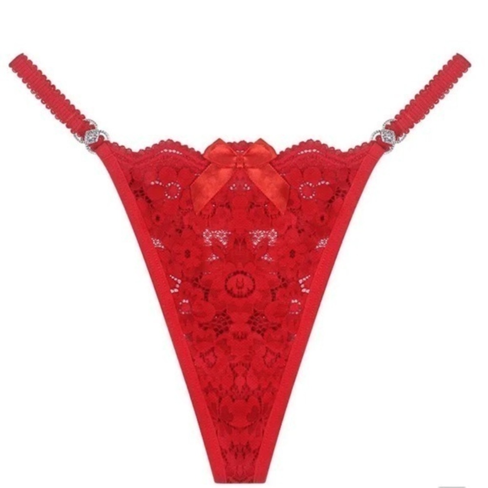 Premium red lace thongs